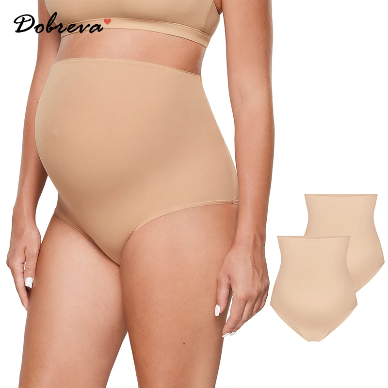 2 Pack Women's Inbarely Soft Maternity Underwear Over Bump High Waist Briefs Soft Full Coverage Pregnancy Panties