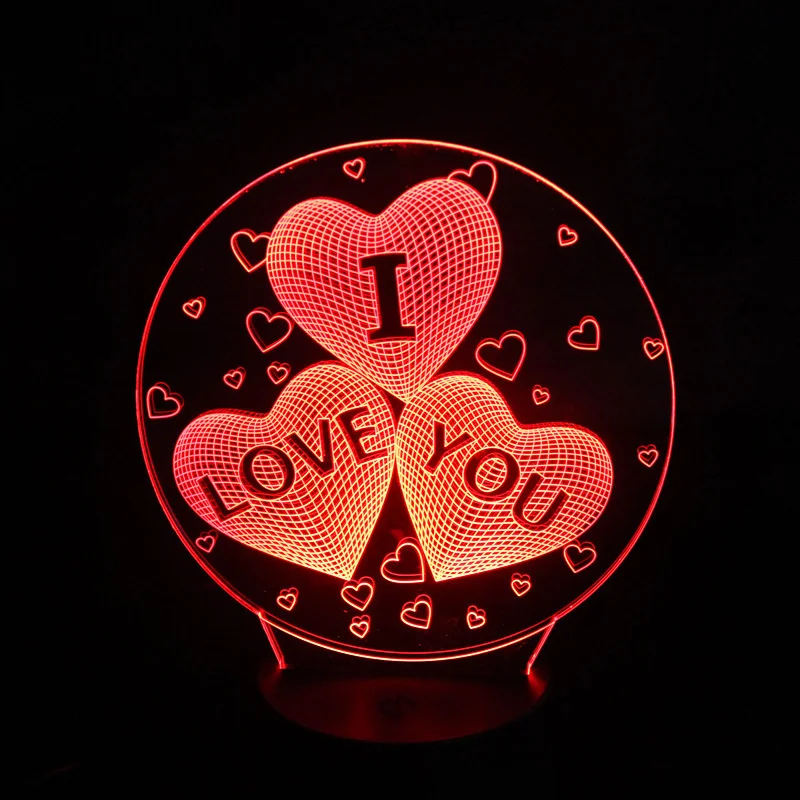 Valentine\'s Lover Gift 3d Visual I Love You Romantic Night Light Led Table Lamp With Touch Switch / Remote Control