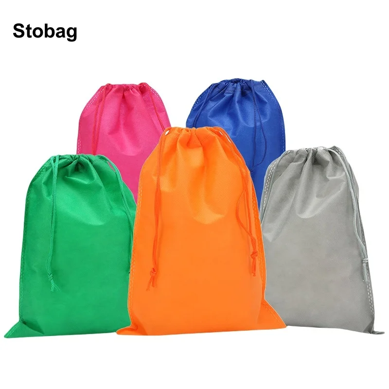 

StoBag 40pcs Wholesale Non-woven Drawstring Bags Shoe Packaging Clothes Storage Reusable Travel Organizer Pouch Logo(Extra Fee)