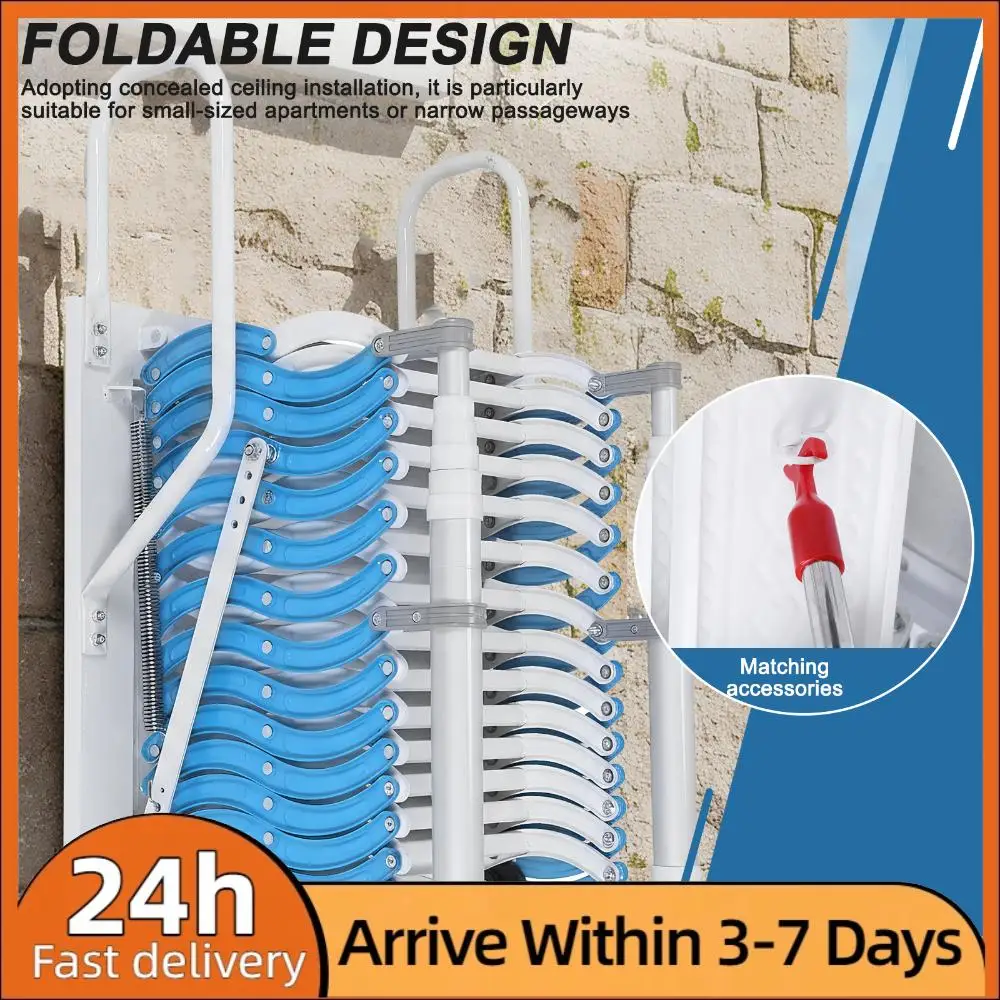 

Ceiling Mount Attic Ladder Invisible Folding Ceiling Loft Ladder Anti-Slip Feet Applicable Height 12.46in for Rooftops Basements
