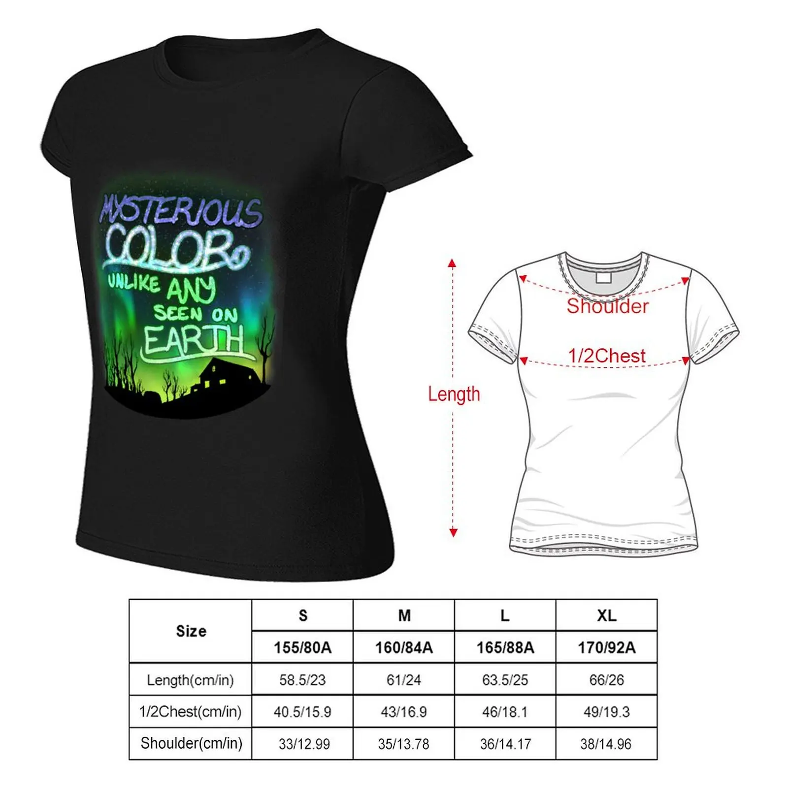 Mysterieuze Kleur In Tegenstelling Tot Alle Op Aarde Gezien T-Shirt Kawaii Kleding Grappige Workout Shirts Voor Vrouwen