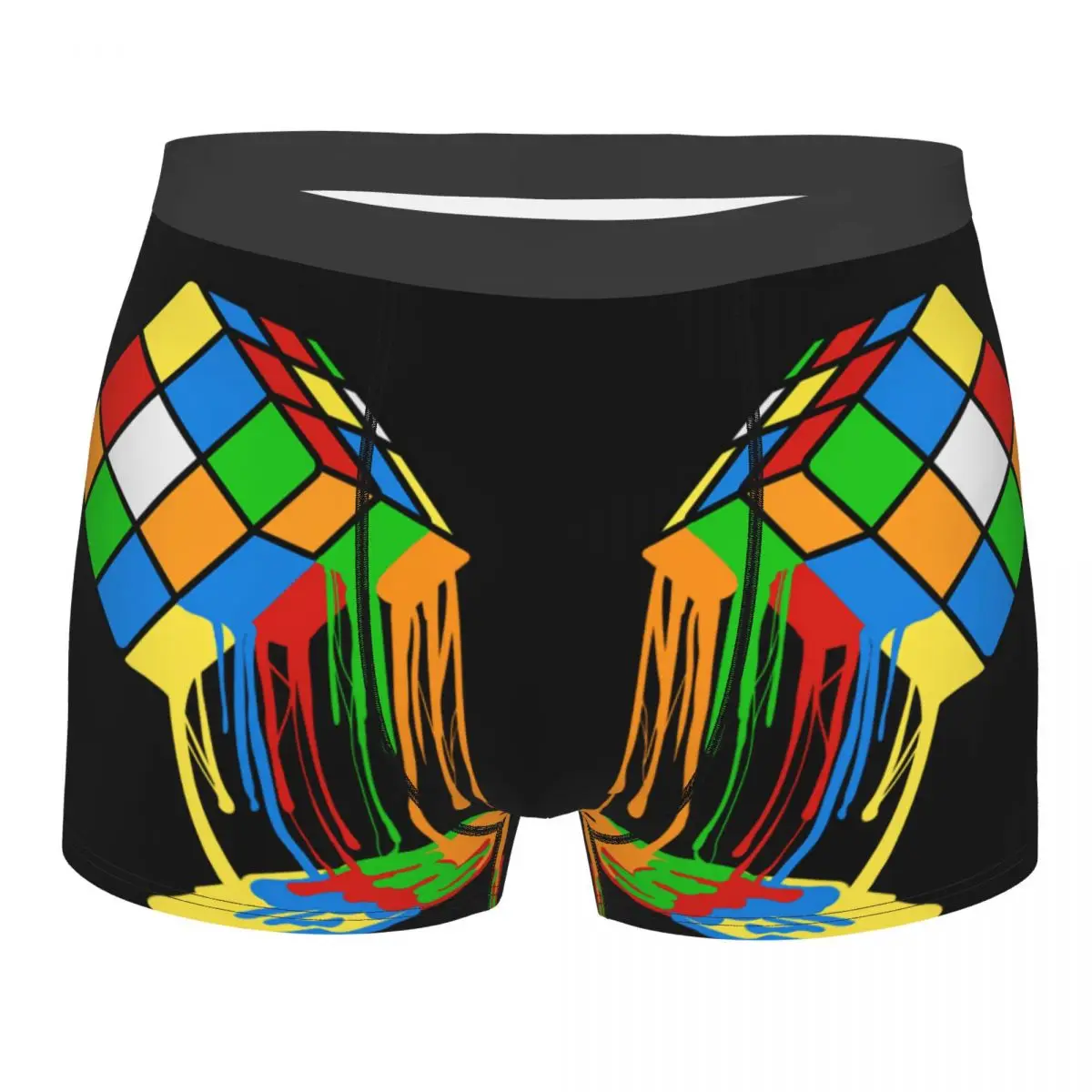 Funny Melted Cube Rubiks Boxers Shorts Panties Male Underpants Stretch Geometric Math Magic Briefs Underwear