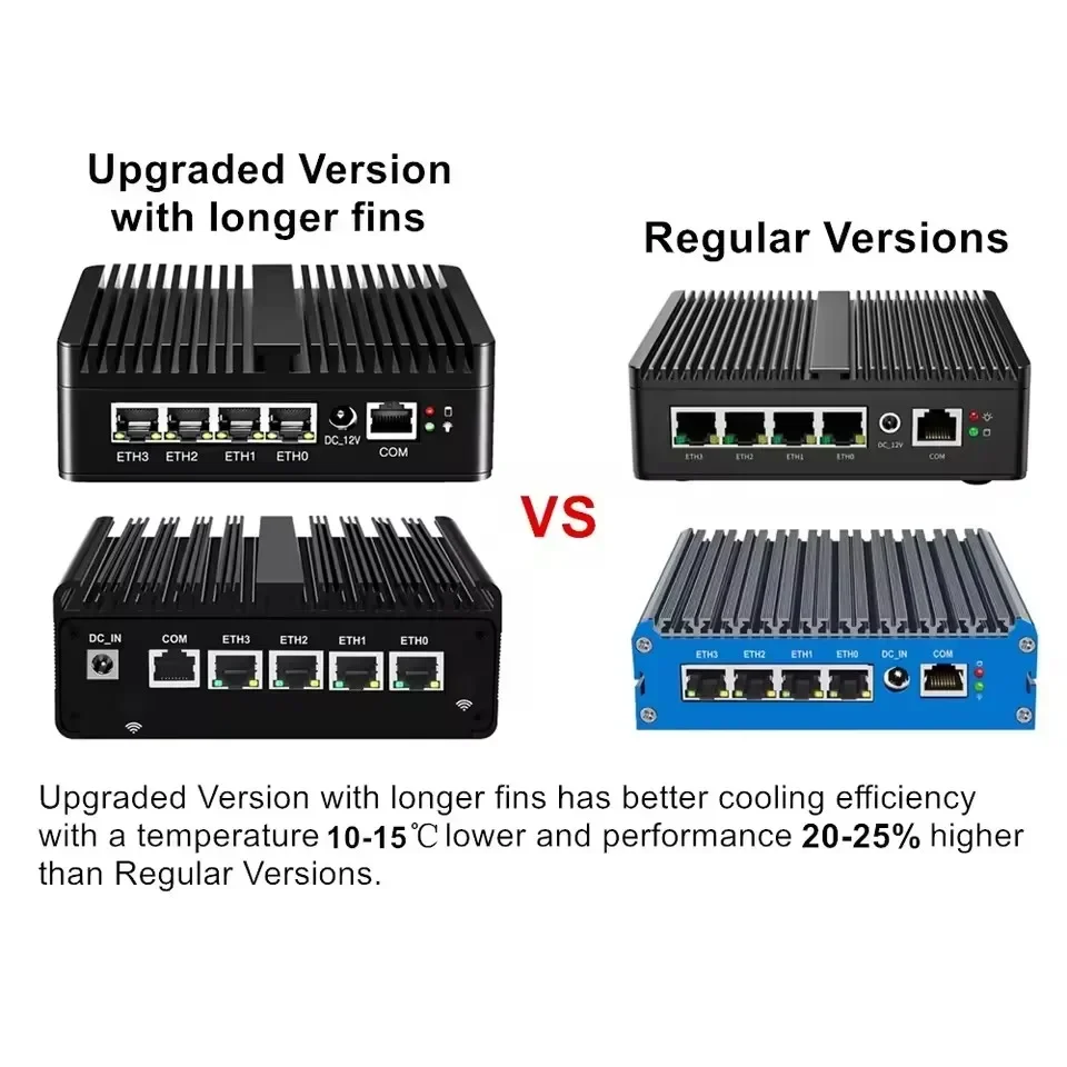 Bkhd sólido fanless firewall mini pc versão atualizada intel n150 n100 j6412 n5105 n6210 4x2.5g pfsense servidor doméstico computador vpn