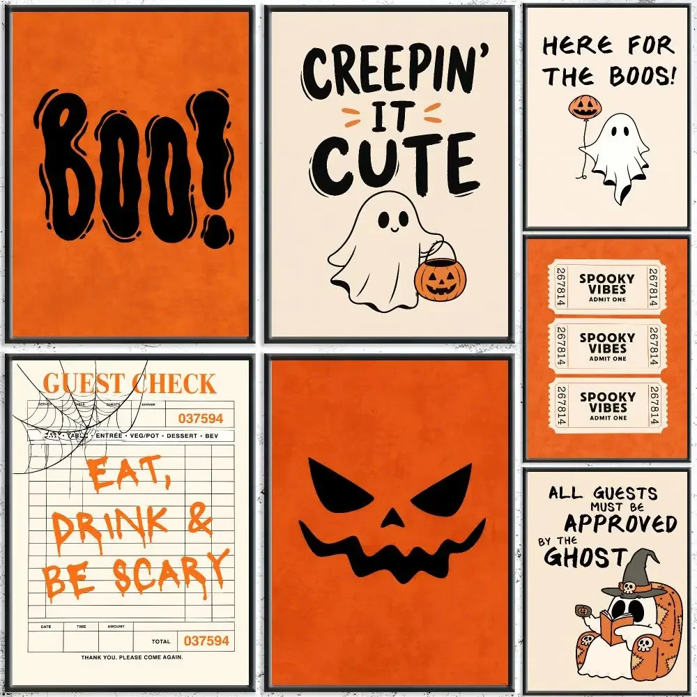 Vintage Halloween Text Quote Painting Calligraphy HD Canvas Poster Crease Free Waterproof All Space Wall Decor