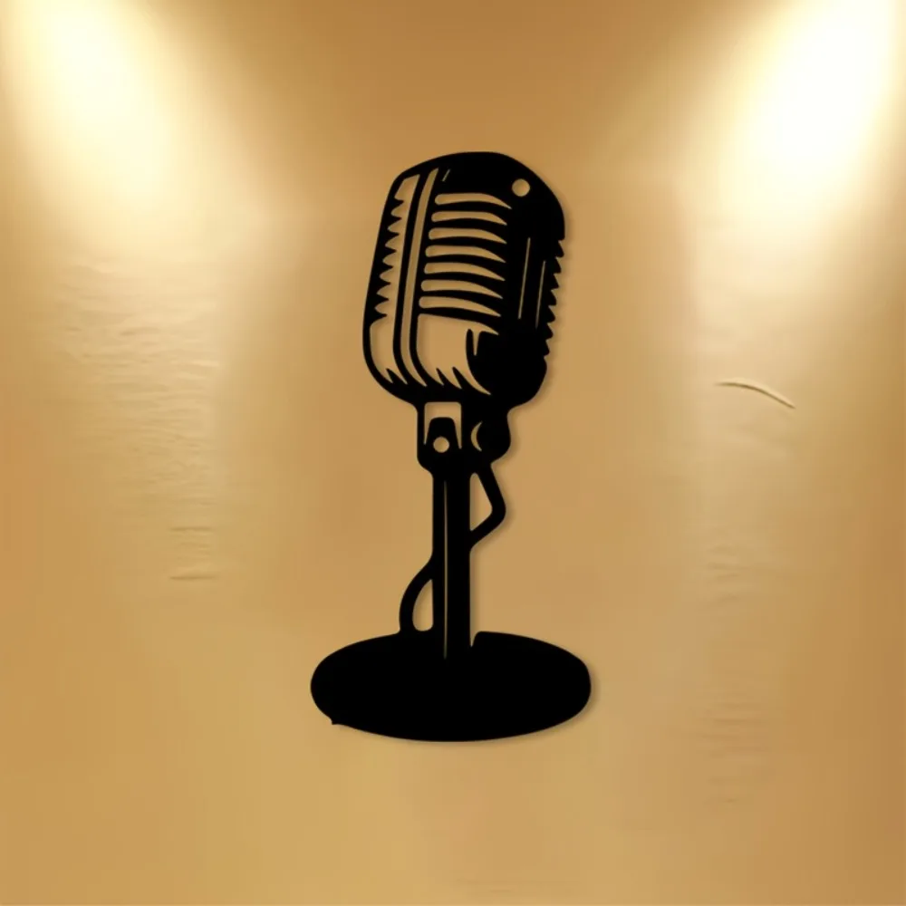 CIFBUY Vintage Microphone Iron Wall Art Retro Metal Decor for Home Office Bar Studio Music Lover Gift