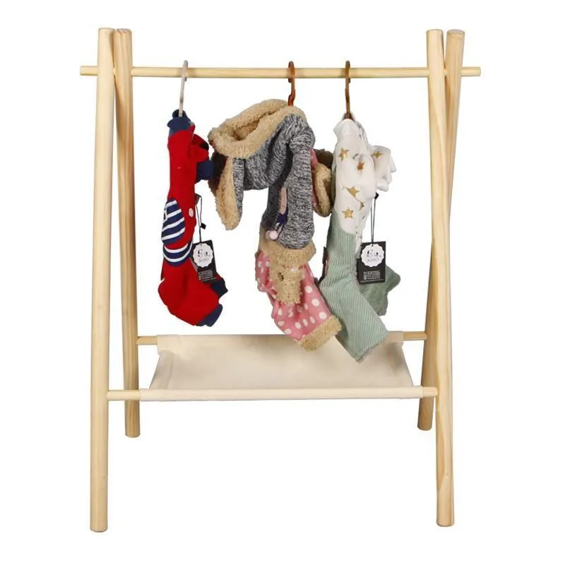 Modern Pet Furniture Pet Clothes Hangers Cat Dog Wood Wardrobe Double Storage Rack For Dog Clothes Wardrobe Pet Supplies