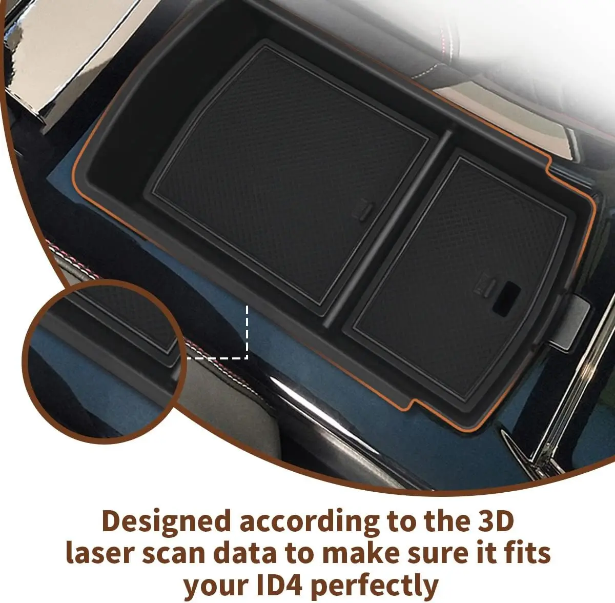 ل 2023 2024 VW ID.4 ID6 وحدة التحكم المركزية صندوق تخزين منظم وحدة التحكم المركزية صينية مسند الذراع تخزين صينية السيارة الملحقات الداخلية #2