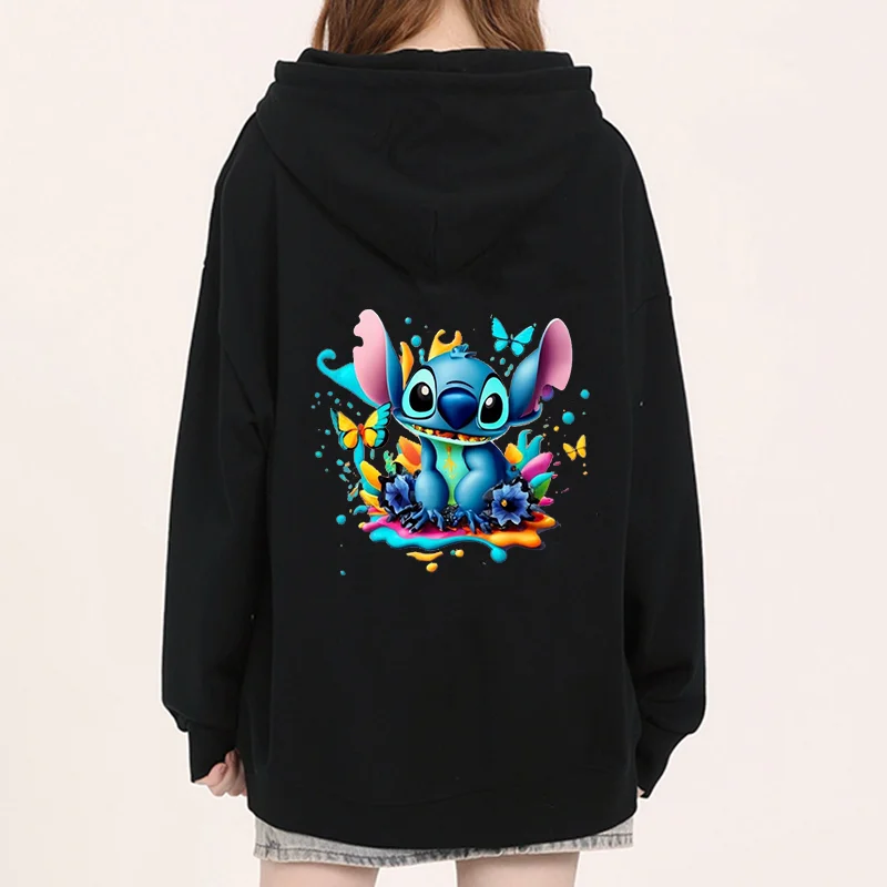 Disney  Lilo & Stitch Stitch Men Women Hoodies Casual Hip Hop Streetwear Long Sleeves Sweatshirts Boys Girls Autumn Tops Coats