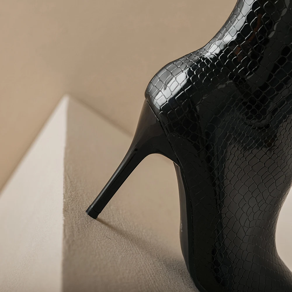  Winter Elegant Gold White Women Ankle Boots Sexy Pointed Toe High Thin Heel Lady Nude Shoes Plus Big Size 11 43 45 48 view 5