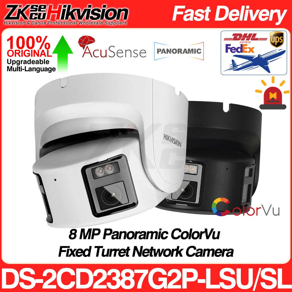 

Hikvision DS-2CD2387G2P-LSU/SL панорамная 180 ° 8 МП 4 + 4 МП IP-камера ColorVu Acusense строгая стандартная и звуковая камера видеонаблюдения