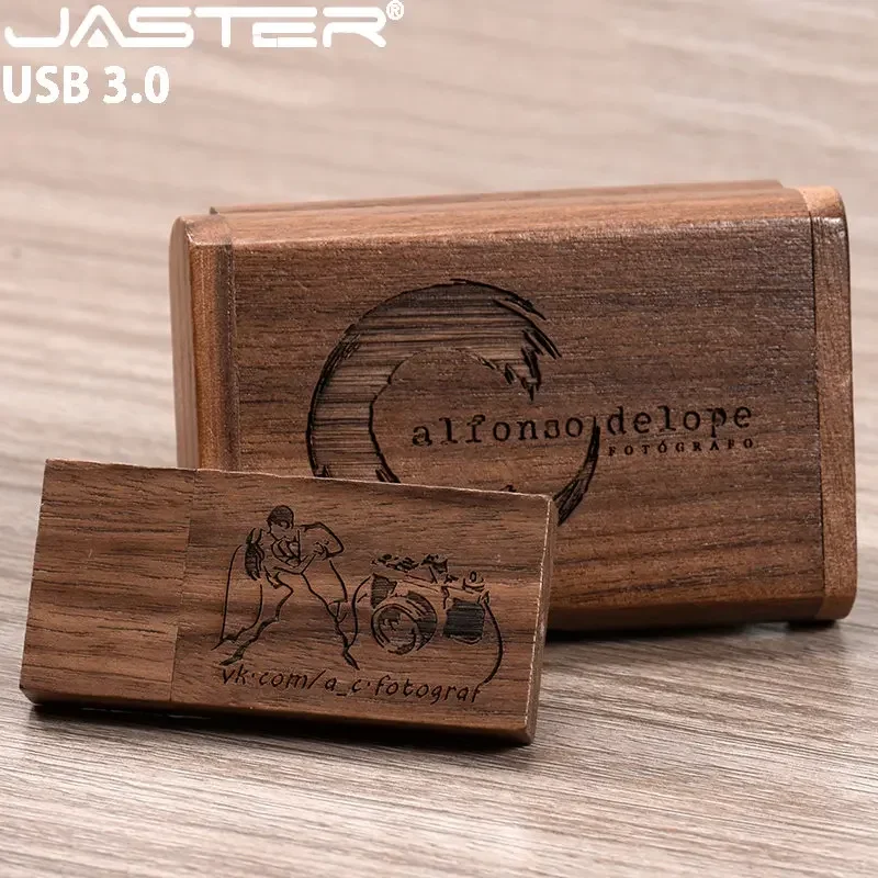 

JASTER Деревянная коробка USB 3.0 Флэш-накопители 128 ГБ Высокоскоростной флэш-накопитель 64 ГБ Свадебная фотография Подарочная карта памяти 8G Бесплатный индивидуальный логотип