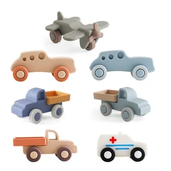 Silikon Baby Beißring Spielzeug bpa kostenlos Silikon Cartoon Auto Flugzeug Holz Bus Beiß ringe Spielzeug für Kinder Zahnen Kau spielzeug Geschenk