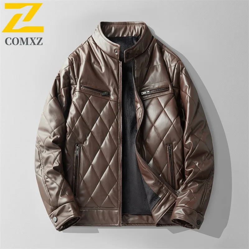 

COMXZ Мужские кожаные куртки Куртки на хлопковой подкладке Мотоциклетные летные костюмы Кожаные куртки Европейская и американская трендовая верхняя одежда