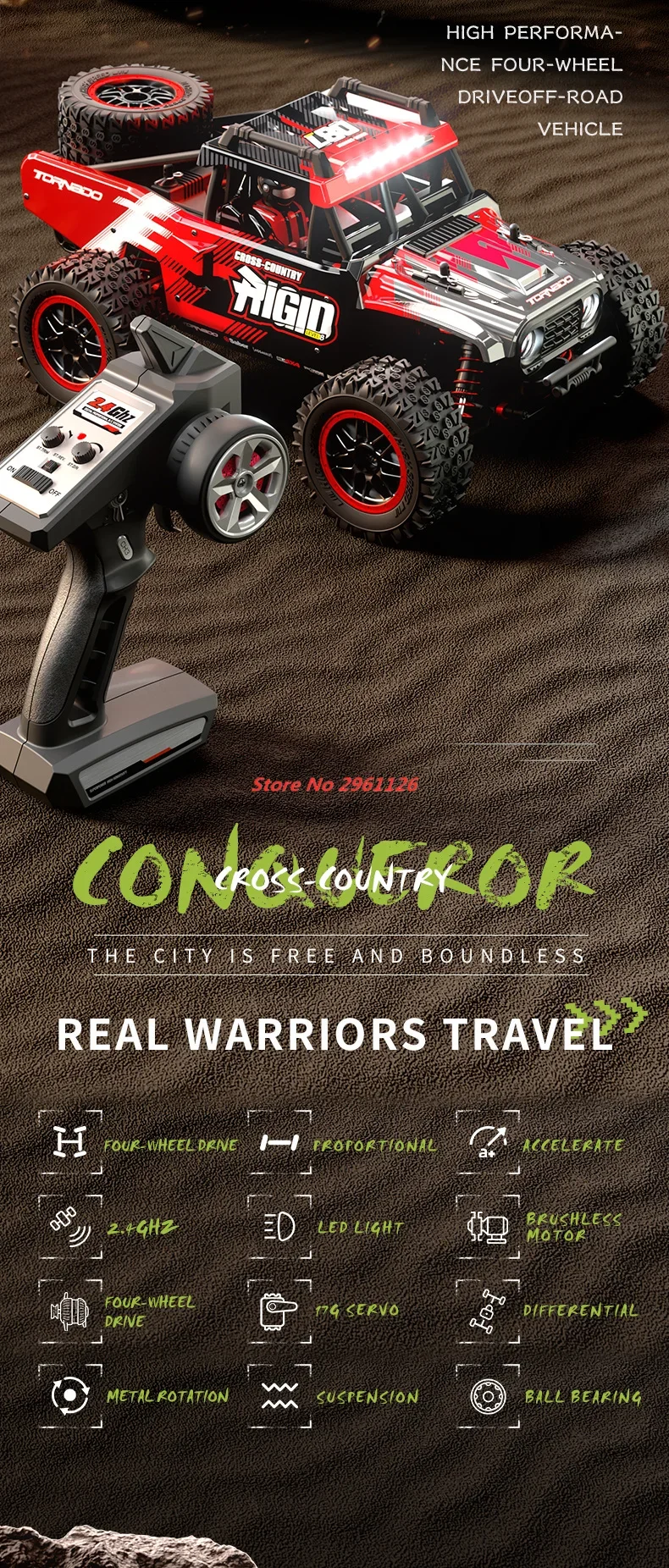 80KM/H High Speed  2.4G Brushless 4WD Off-road Climbing RC Racing Car Electric Climbing LED Headlights Car Vehical Gift Toys