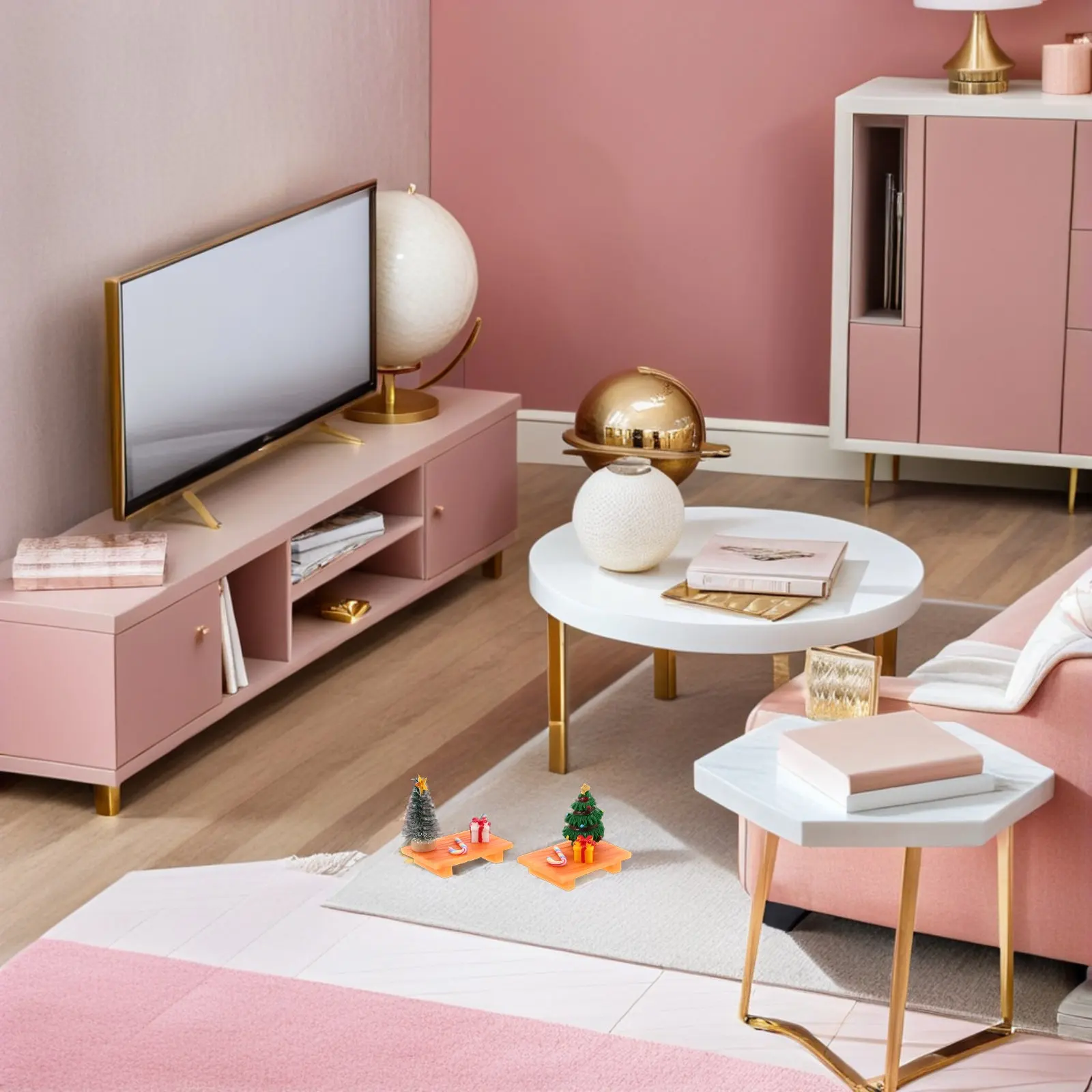 

2Sets Christmas Dollhouse Scene Props Detailed Mini Trees Presents Candy Canes for Holiday Display Crafts Ornaments Collection