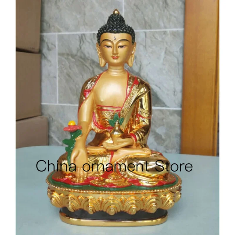 

Tibetan Buddhism Resin Gold Plated Glaze Door Pull Medical Buddha Statue Sakyamuni