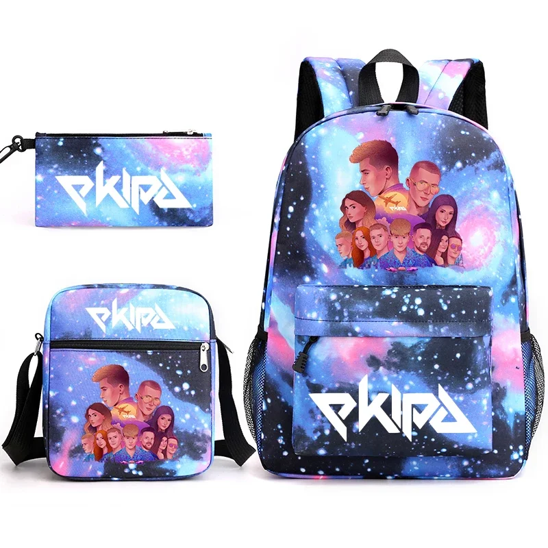 Ekipa-Conjunto de mochila con estampado para niños y estudiantes, estuche para lápices, bolso de hombro, mochila con letras