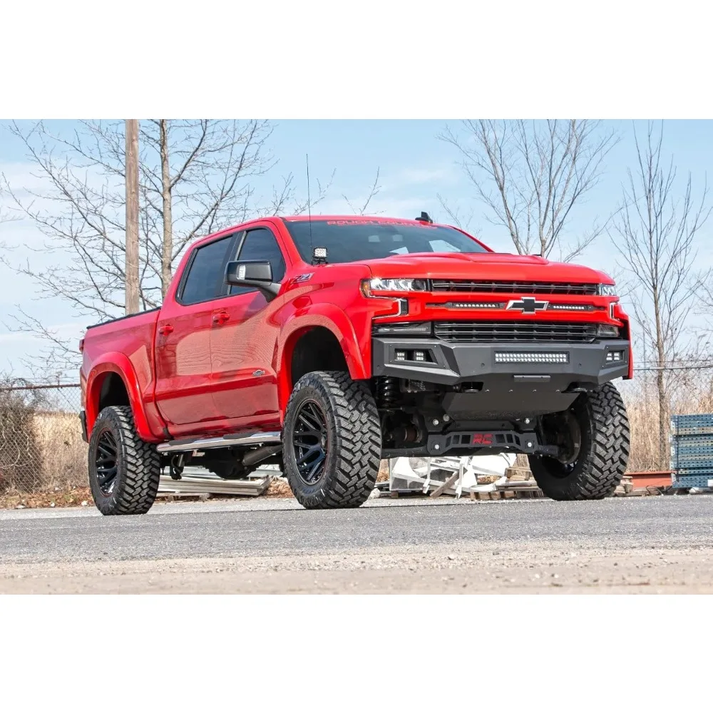 خطوات نيرف بيضاوية من الفولاذ المقاوم للصدأ لسيارة تشيفي سيلفرادو وجي إم سي سييرا 1500/2500HD/3500HD (2019-2025) كابينة دائرية - قضبان على طراز OEM مع