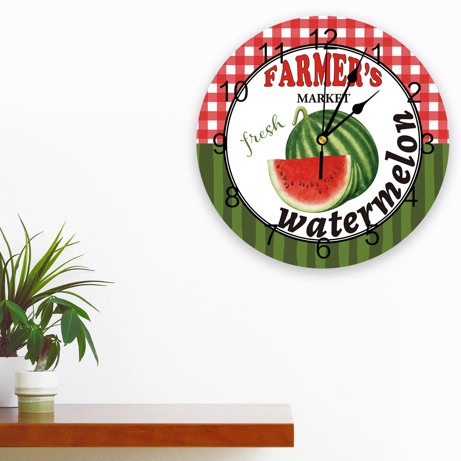 Summer Watermelon Fruit Farm Stripes Wall Clock Modern Design Living Room Decoration Clock Mute Wall Watch Home Interior Decor