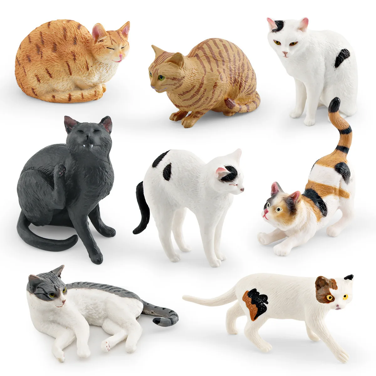 Figuritas de gato de resina simulada, adorno de PVC, modelo de juguete para niños de colores, pelo corto, negro, naranja, regalo de decoración del hogar