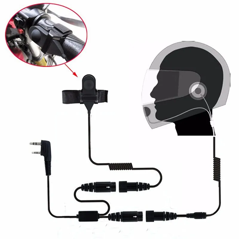 

Motorcycle Walkie Talkie Helmet Headset Motorbike Earpiece with 2 PPT for Kenwood Baofeng Radio, UV5R, BF-888S, 666, UV-82