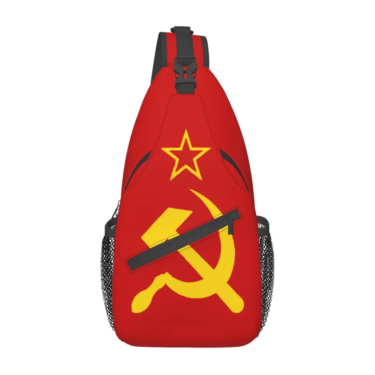 

USSR Hammer And Sickle Sling Bag Chest Crossbody Shoulder Sling Backpack Outdoor Hiking Daypacks CCCP Russian Cool School Bags