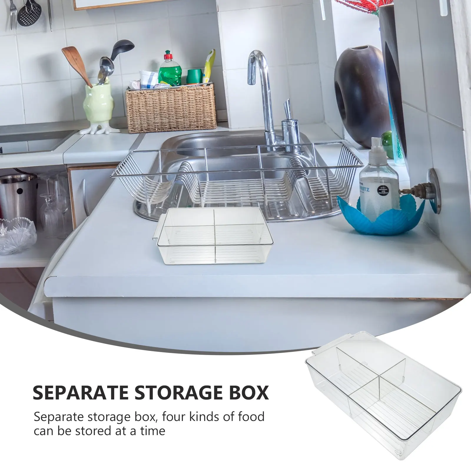 

Plastic Food Storage Box Separate Compartment Fridge Bins Kitchen Accessories Fruit Snack ganizer Transparent Container