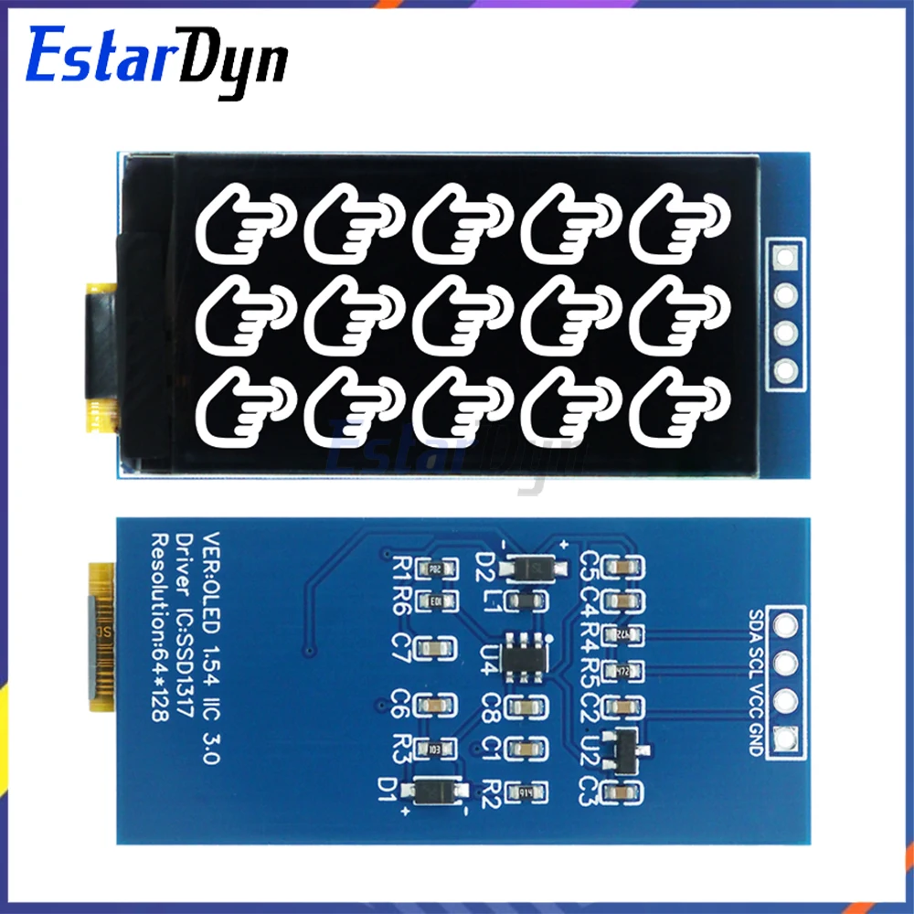 Estardyn 1.54 بوصة شاشة OLED 64x128 بكسل 4-Pin I2C SSD1317 وحدة لاردوينو راسبيري بي لتقوم بها بنفسك إلكترونيات #5