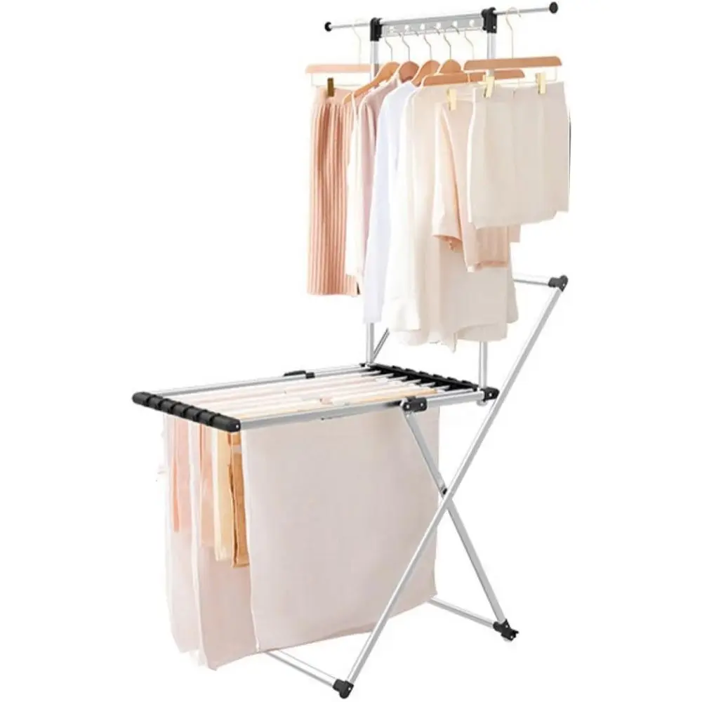 

Портативная складная вешалка для белья для внутреннего и наружного использования — прочный алюминий, идеально подходит для сушки дома, кемпинга и у бассейна.