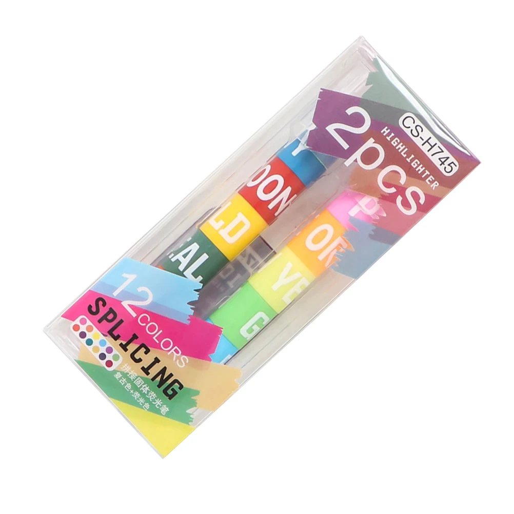 

2pcs Fluorescent Highlighters Multipurpose Pens Office School Markers Lightweight Compact Portable Study Gifts