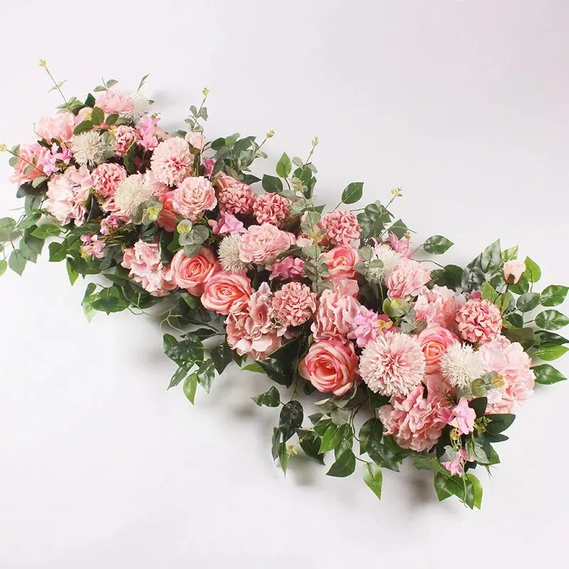 100CM DIY Wedding Flower Wall Arrangement Supplie Silk Peonie Rose Artificial Floral Row Decor Marriage Iron Arch Backdrop Decor