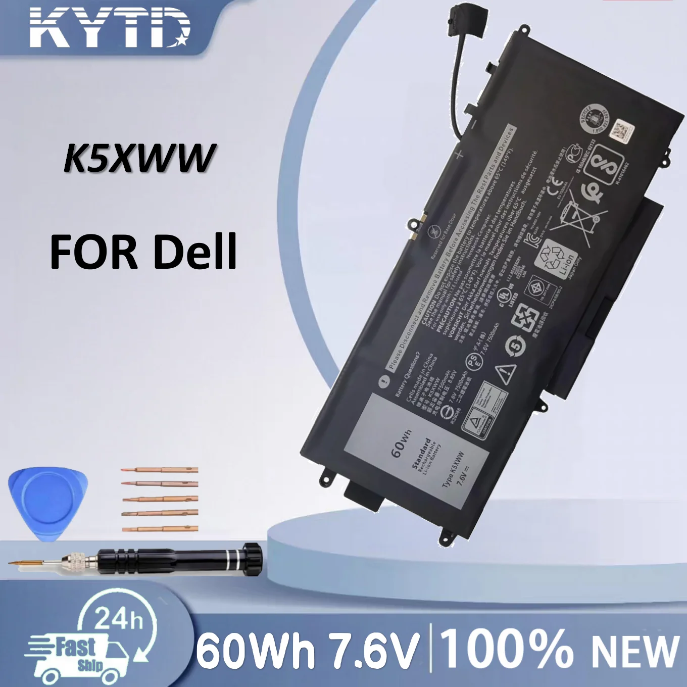 KYTD K5XWW Laptop Battery for Dell Latitude  7389 7390 2-in-1 Series Latitude 12 5000 E5289 L3180 Series P29S001 P29S002 725KY