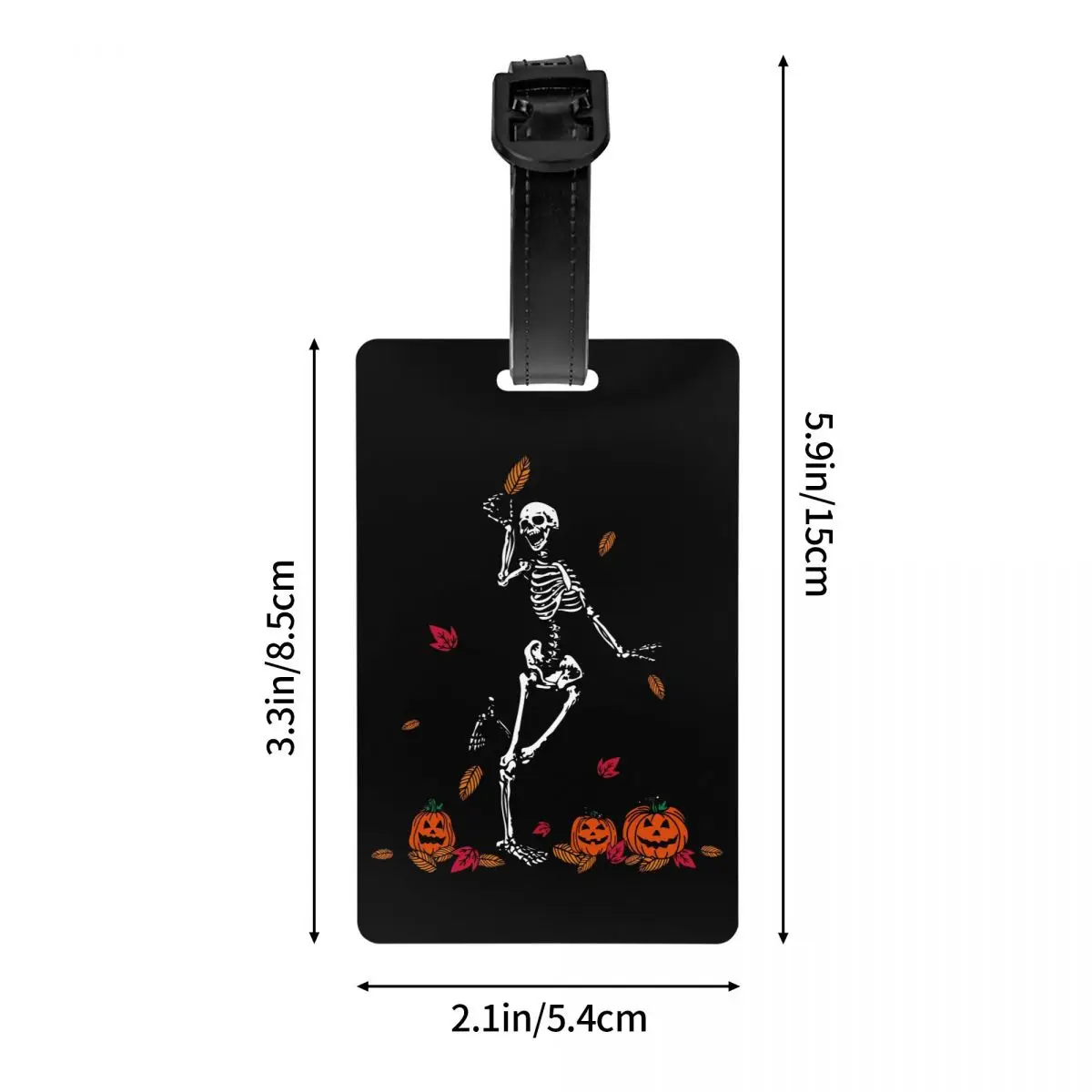 Custom Dancing Skeleton Luggage Tag for Travel Suitcase Halloween Privacy Cover Name ID Card