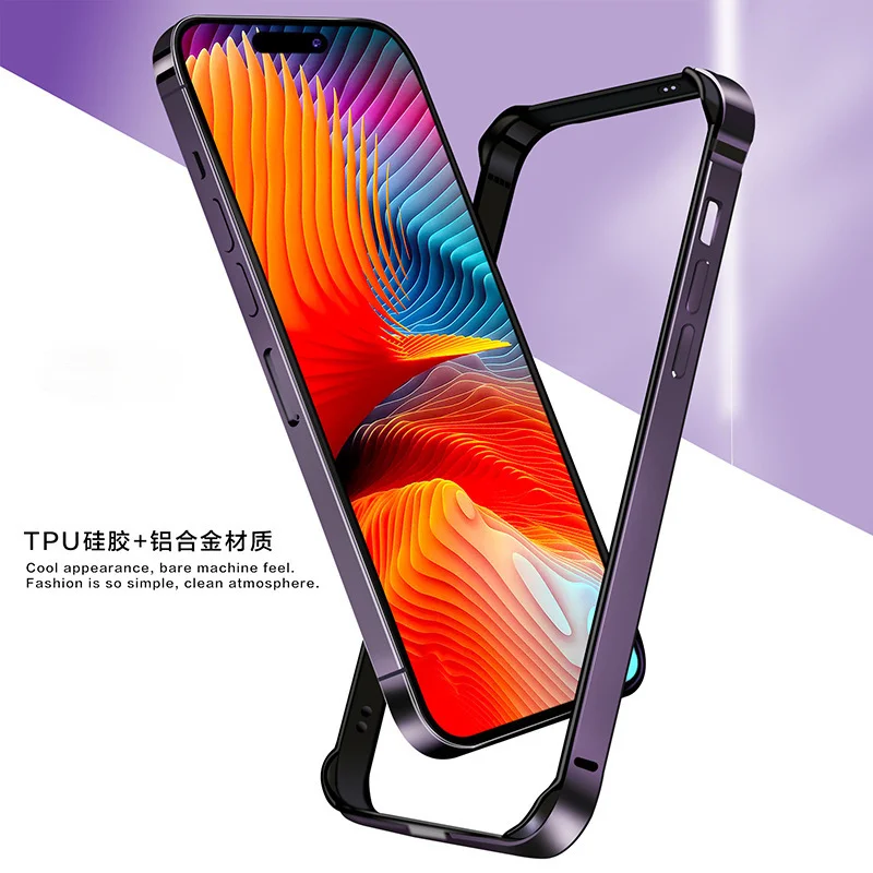 Four-corner Silicone Aluminum Alloy Bumper Frame Phone Case for iPhone 17 16 15 14 13 12 11 Pro Max 16Plus Anti-Knock Back Cover