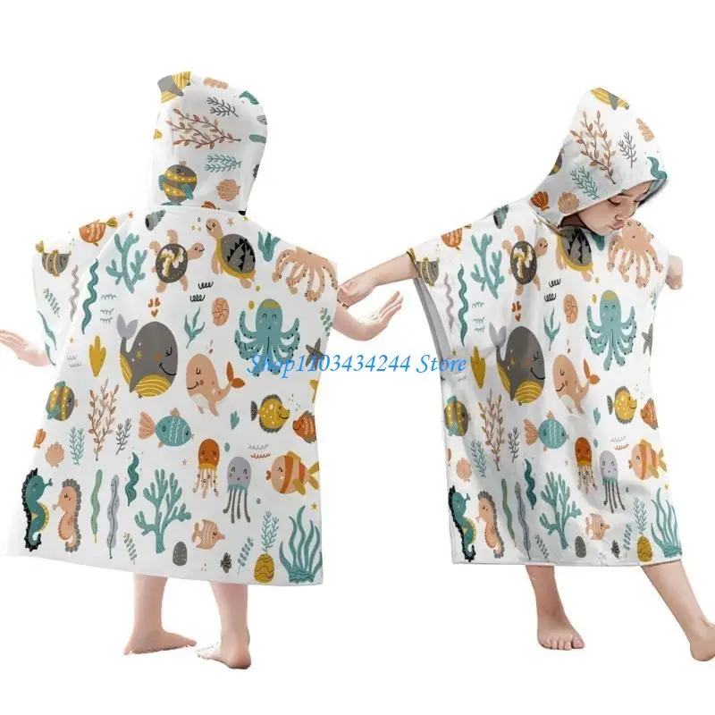 G2TC Ligeros para niños Poncho Poncho Guardar y toalla baño capa resistente agua Toalla viajes estampado
