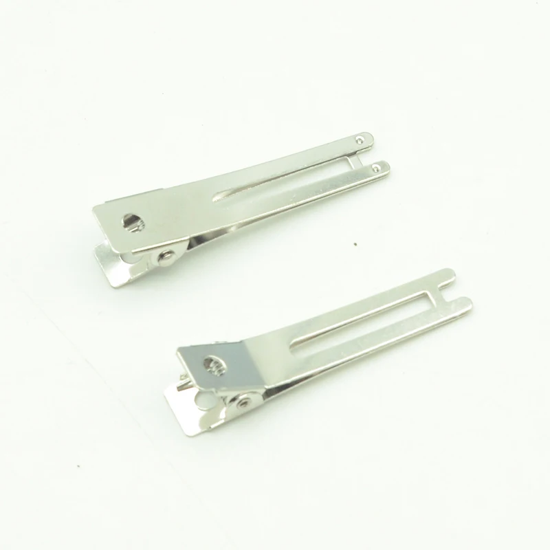 50PCS 4.8cm Silver Empty Double Prongs Metal Alligator Clips with Bar Plain Filigree Hair Barrettes Base Hairpin