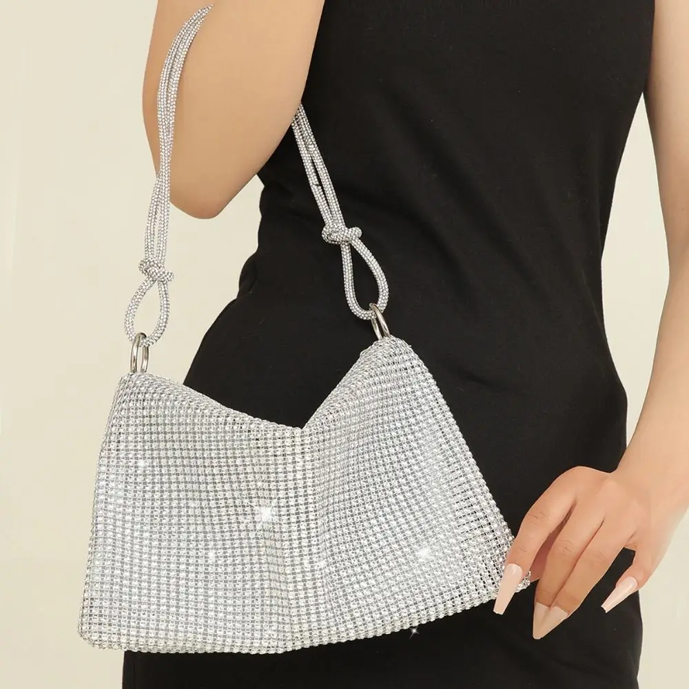 

French Shiny Evening Banquet Bag Underarm Bag Temperament Glitter Shoulder Bag Chain Small Purse Rhinestone Hand Bag Party