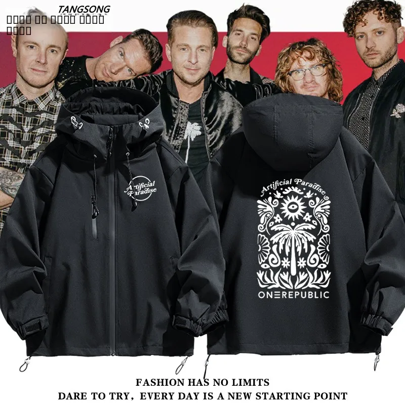 

Мужская куртка OneRepublic Concert Tour, ветрозащитная, из полиэстера, нейлона и композитного волокна, свободного кроя, на молнии