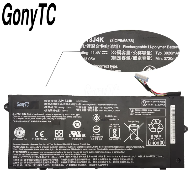 AP13J4K Dài Dòng Pin Chính Hãng Dùng Cho Acer Chromebook AP13J3K C720 C720P C740 C720-2844 C740-C5U9 ZU12029-13020