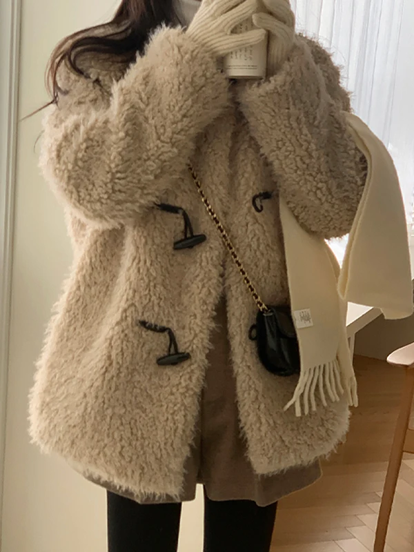 

Korean Sle Winter Coat Women's Faionable College Sle Reversible Cotton Warmth Increase Button Design Versatile Trendy