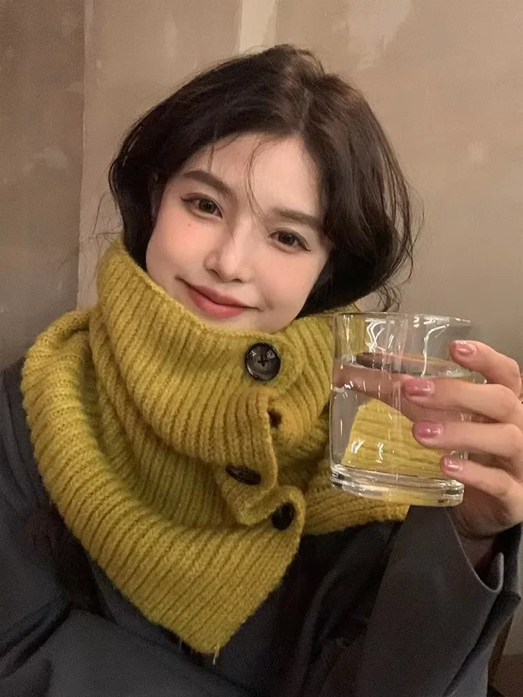 صوف جديد 2025 يحتوي على ياقة عالية من الأكريليك النسخة الكورية الجنوبية، ياقة كاذبة متعددة الاستخدامات للرقبة الدافئة