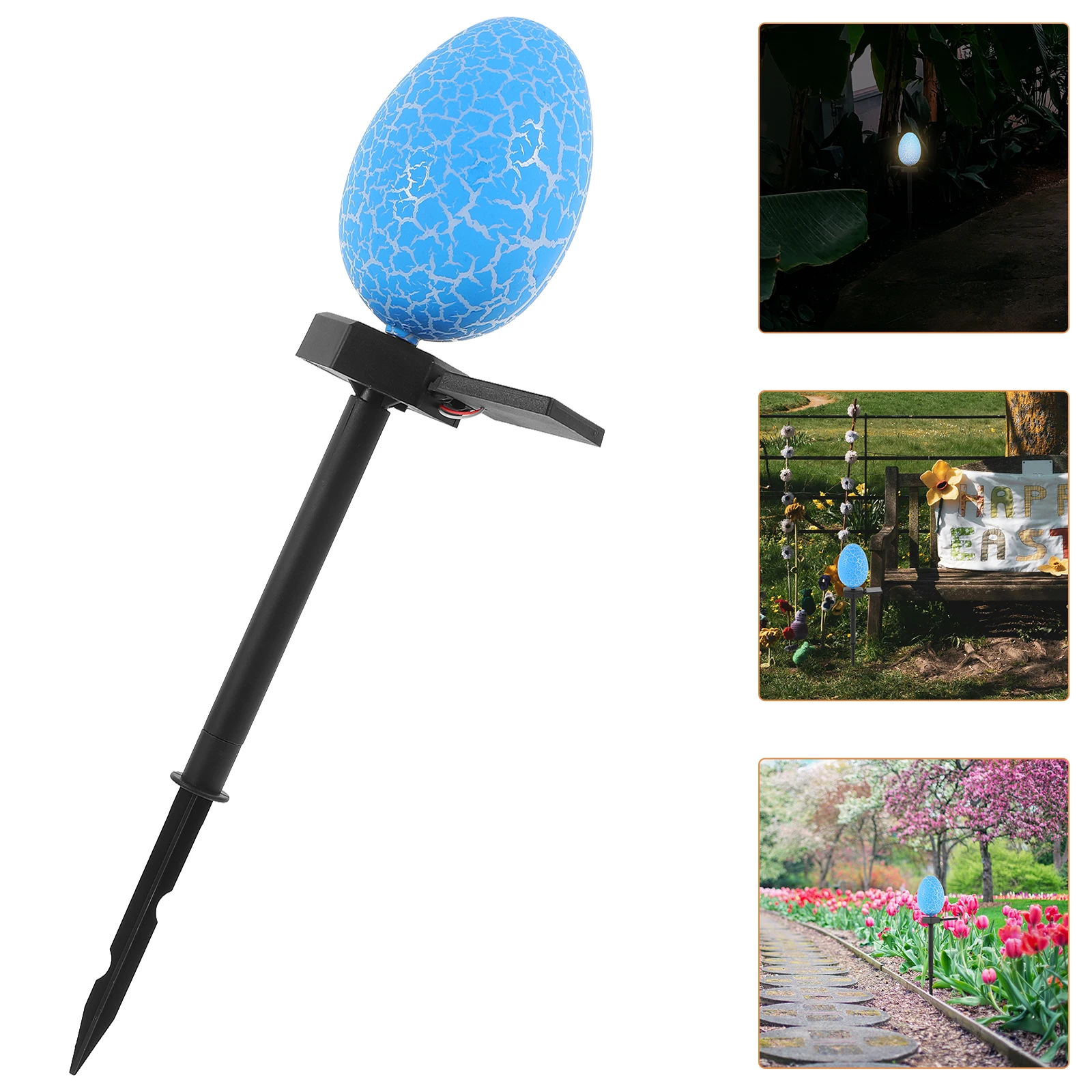 

Solar Garden Light Blue Egg Shaped LED Crackle Solar Powered Outdoor Decor Easter Yard Lights Waterproof Automatic Lighting
