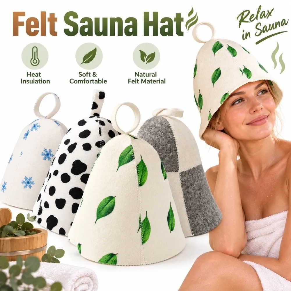 New Leaf Pattern Sauna Hat Felt Snowflake Felt Sauna Cap Protective Anti Heat Steam Room Cap Unisex