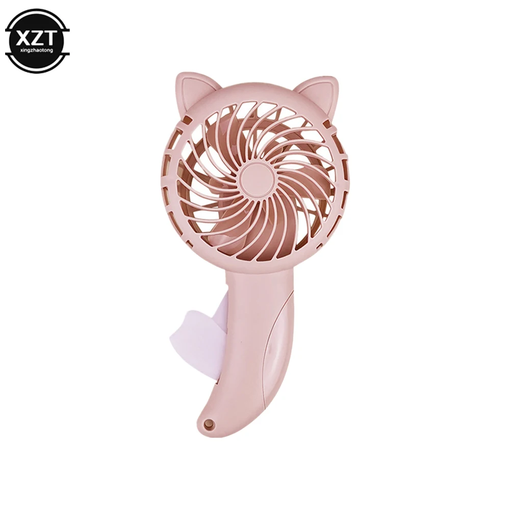 Hand Held Fan Mini Hand Held Small Pocket Fan Without Battery Household Cartoon Fan Cooling Cartoon Held Fan 3 Colors