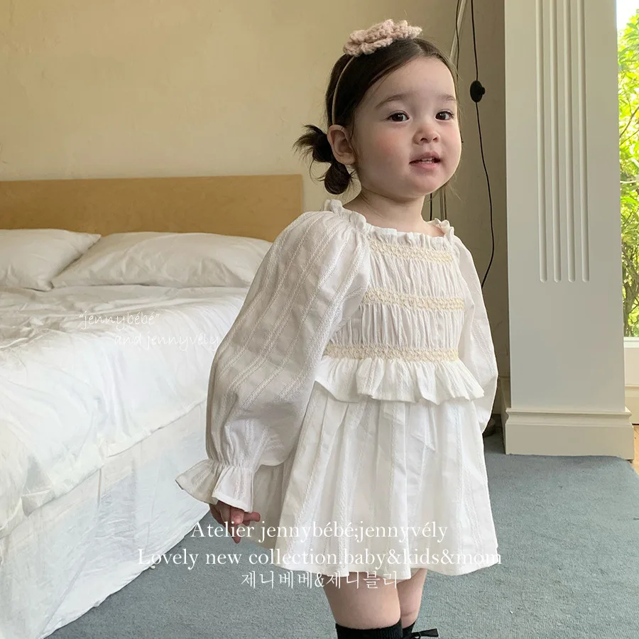 

2024 Autumn New Style Infant and Toddler Fashion Dress Girl Baby Casual Solid Romper Princess Brief Comfortable Dress