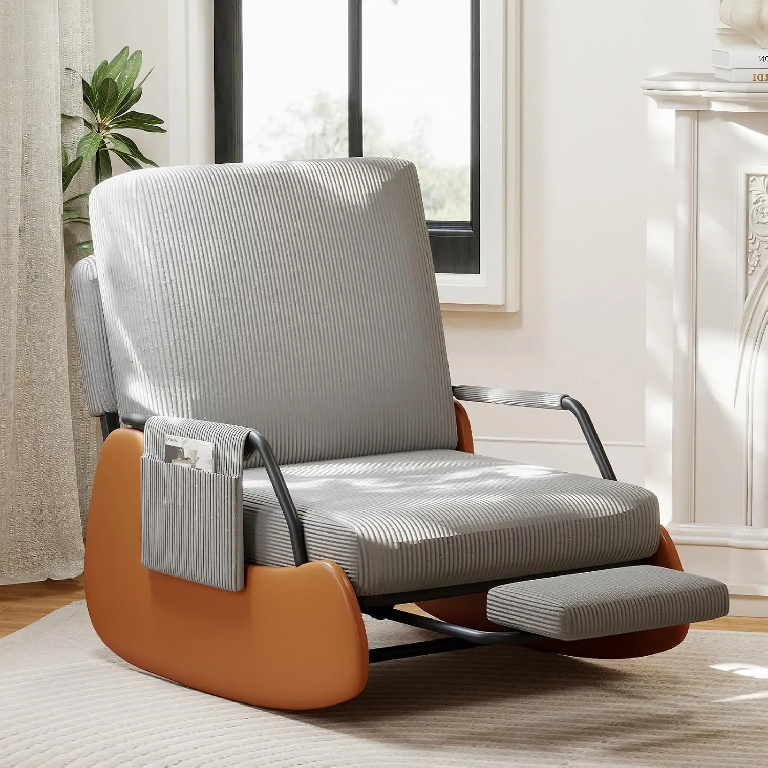 Modern Glider Rocking Chair Upholstered Nursery Adjustable Recline & Retractable Footrest Lounge Living Room Bedroom, Customized