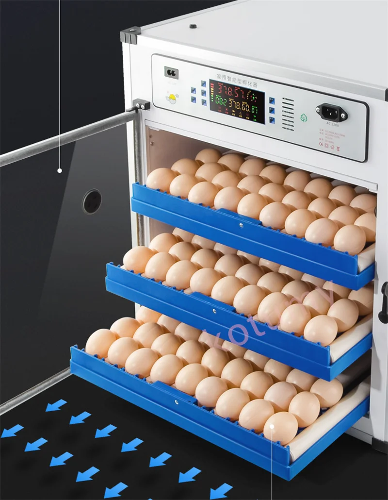 68 Eggs Incubator With Drawer Type With Automatic Water Ionic Waterbed Replenishment And Temperature Control Dual-power