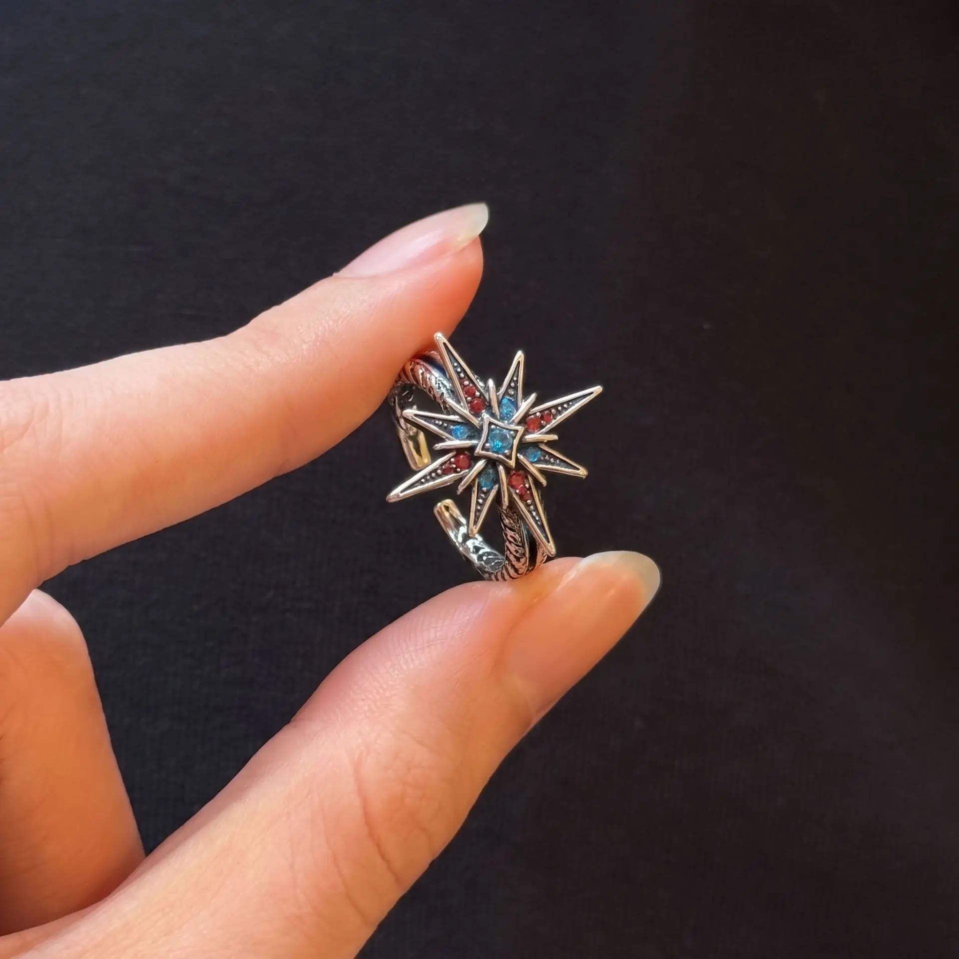 New Arrival 100% 925 Sterling Silver Trendy Shiny Crystal Star Female Ring Promotion Jewelry Women Birthday Gifts 2027 No Fade