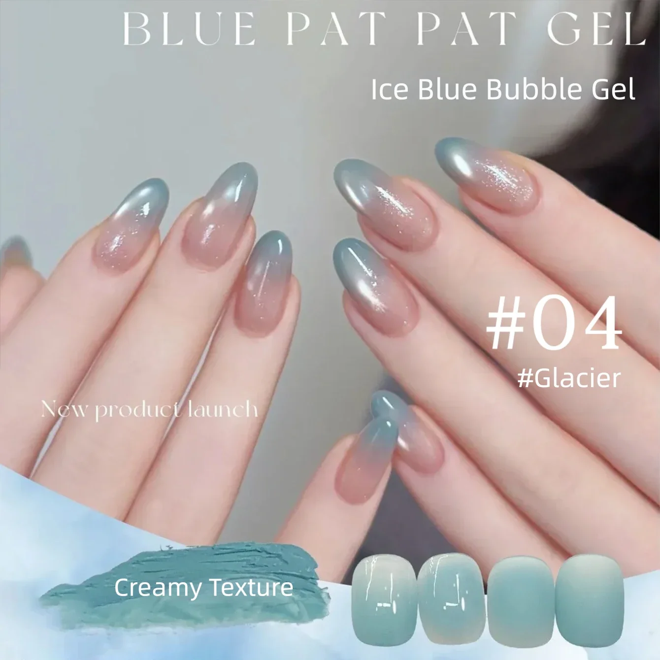 Sommer-Nägel 2026 Neue Gletscher-Blasen Eis-Klar Mint Blau Grün Nagelkunst Langanhaltender Hochglanz Mehrfarbiger Fester Gel-Nagellack – Detail 5