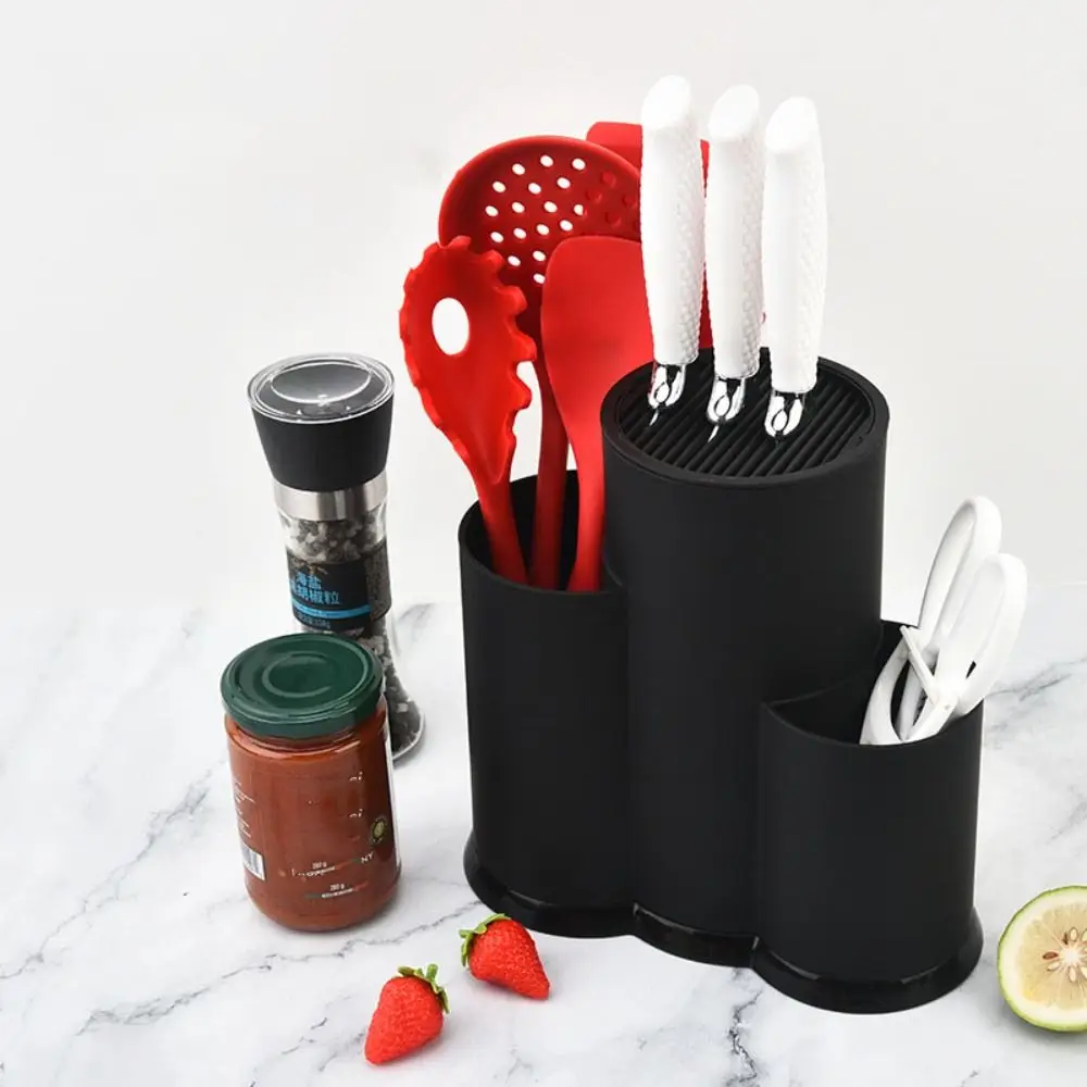 

Household Universal Knives Holder Plastic Black/White Kitchenware Drain Rack 2/3 Grid Flatware Storage Box Spoon